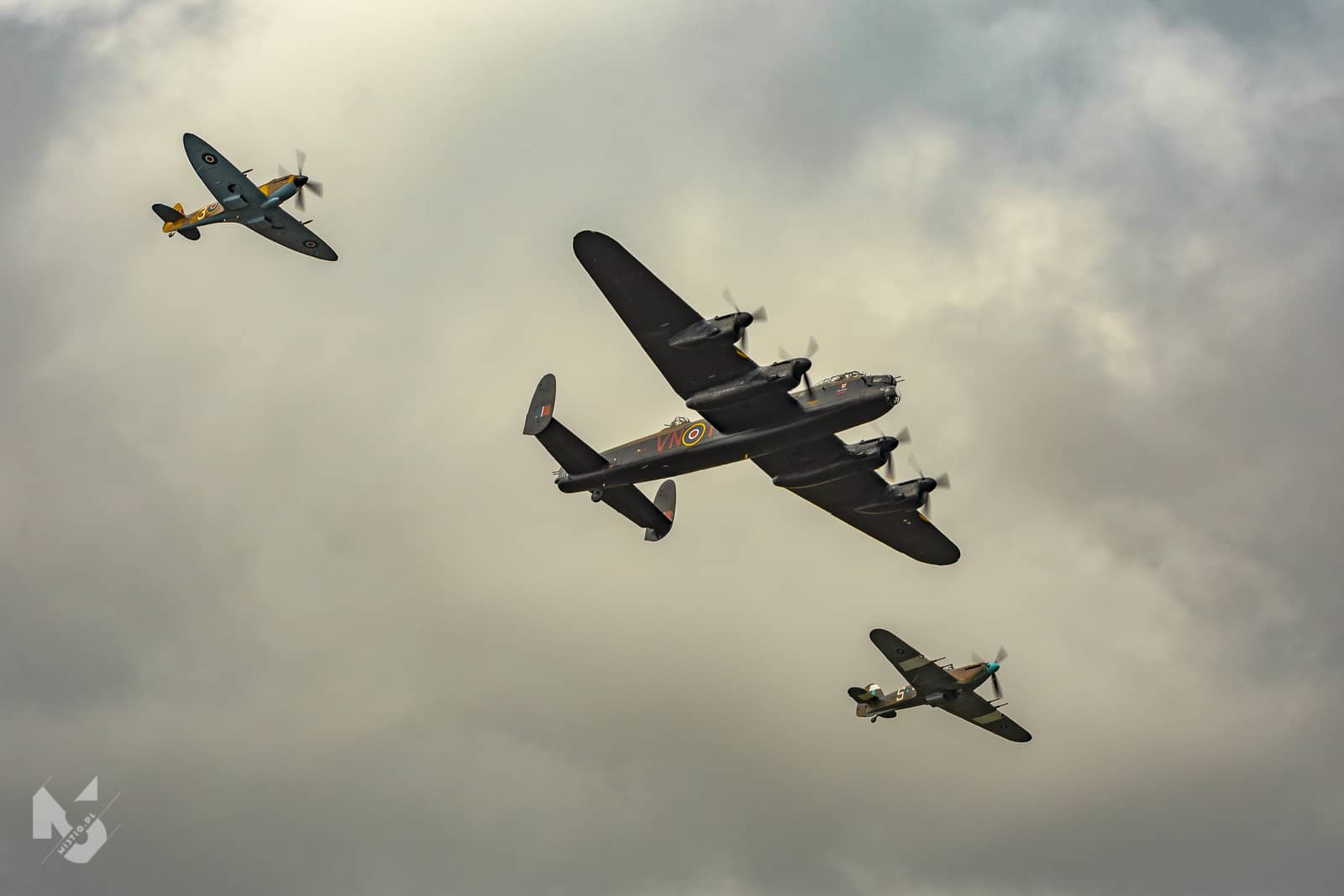 2019_07_21, RIAT, Battle of Britain Memorial Flight (Lancaster, Spitfire, Hurricane)