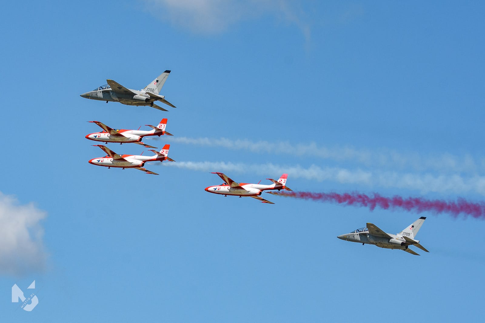 2022_07_27, Pożegnanie Iskier, Biało-Czerwone Iskry, TS-11 Iskra, M-346 "Bielik"