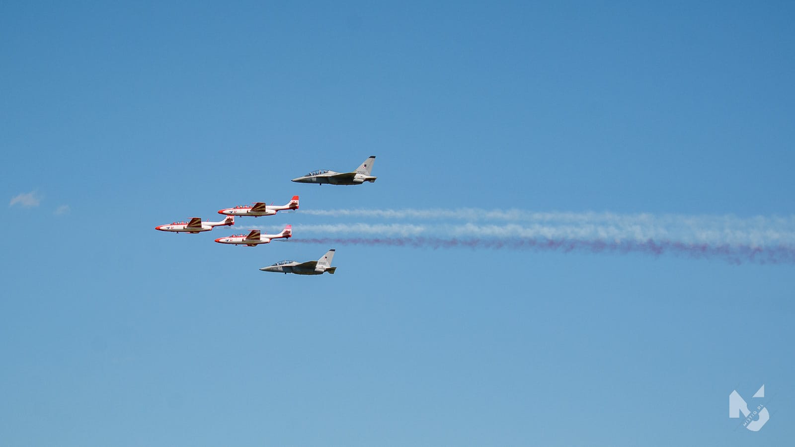 2022_07_27, Pożegnanie Iskier, Biało-Czerwone Iskry, TS-11 Iskra, M-346 "Bielik"